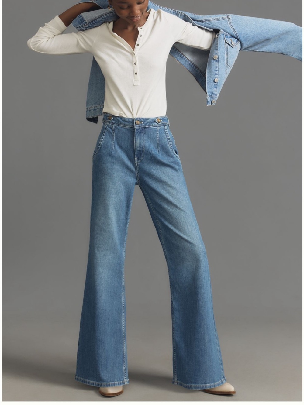 NWOT Anthropologie Pilcro Tower Flare Mid Rise Jean